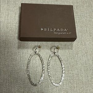 Silpada Hammered Oval Earrings .925 Sterling Silver W1880